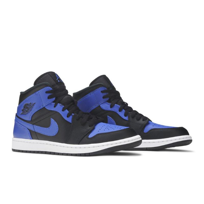 Air Jordan 1 Mid Svart Blå Hvit Herresko