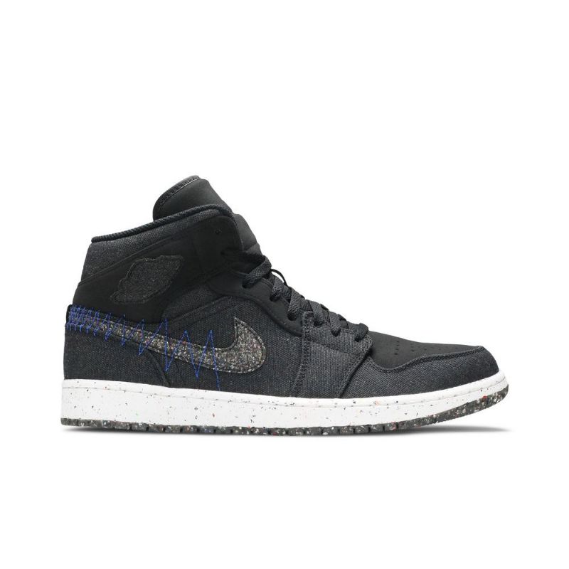 Air Jordan 1 Mid Svart Blå Hvit Herresko