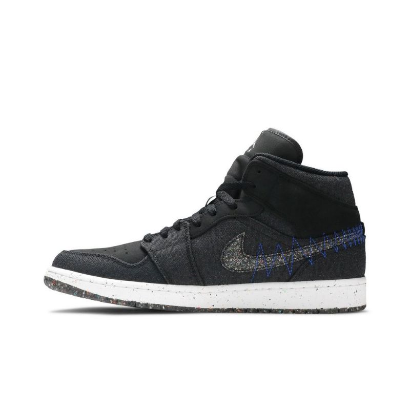 Air Jordan 1 Mid Svart Blå Hvit Herresko