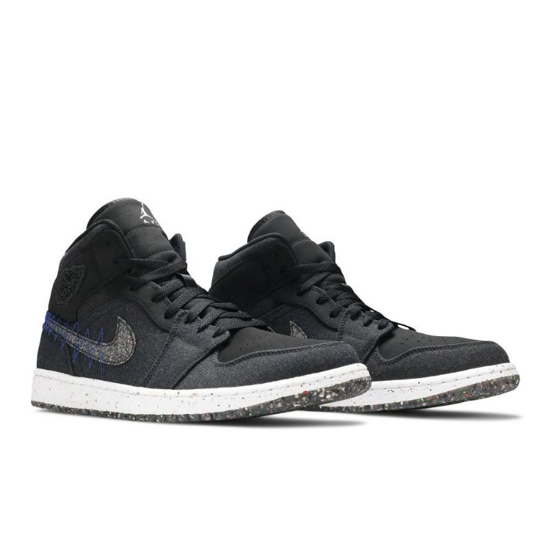 Air Jordan 1 Mid Svart Blå Hvit Herresko