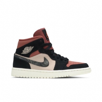 Air Jordan 1 Mid Svart Bordeaux Beige Damesko