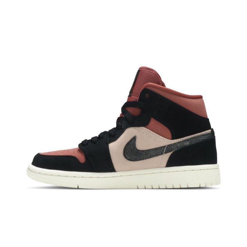 Air Jordan 1 Mid Svart Bordeaux Beige Damesko
