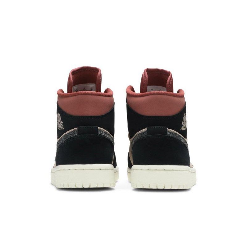 Air Jordan 1 Mid Svart Bordeaux Beige Damesko