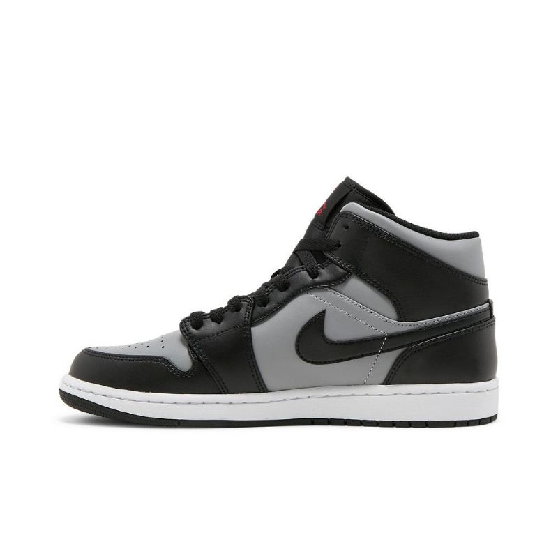 Air Jordan 1 Mid Svart Grå Rød Hvit Herresko