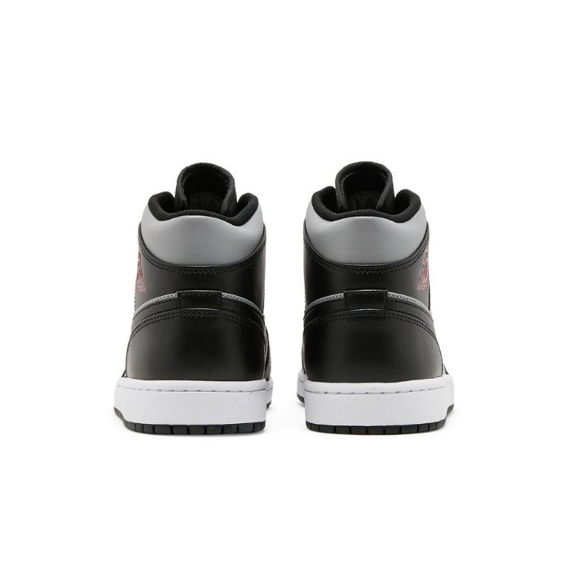 Air Jordan 1 Mid Svart Grå Rød Hvit Herresko