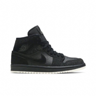 Air Jordan 1 Mid Svart Hvit Damesko