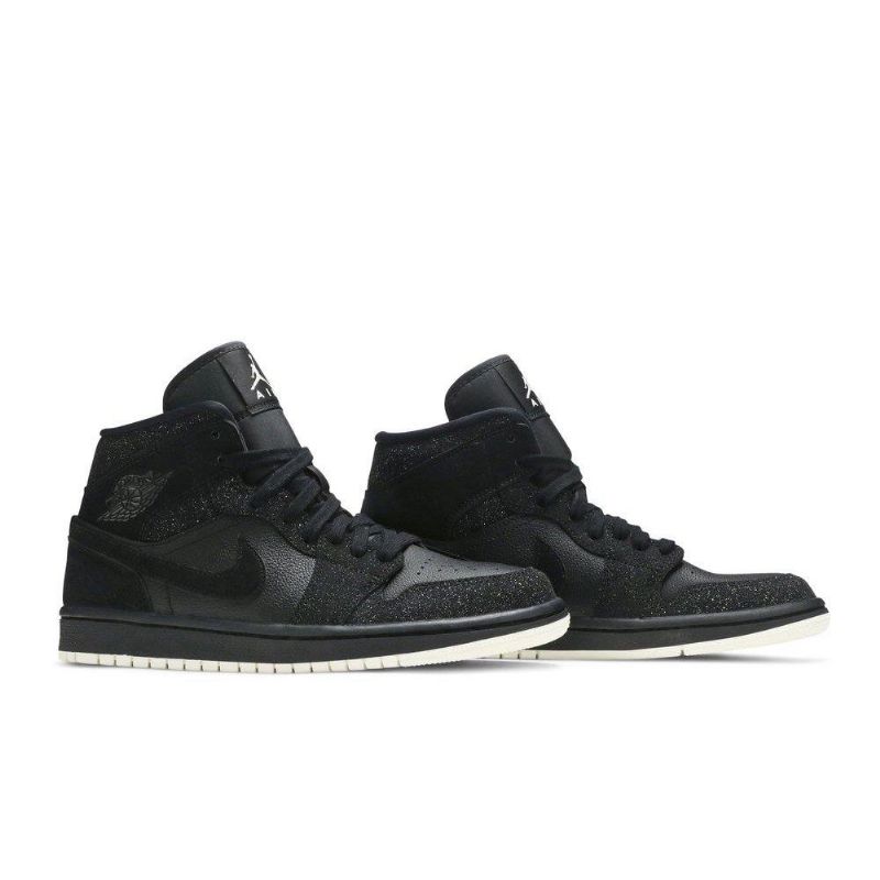 Air Jordan 1 Mid Svart Hvit Damesko