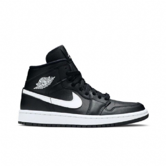Air Jordan 1 Mid Svart Hvit Damesko
