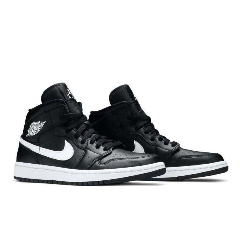 Air Jordan 1 Mid Svart Hvit Damesko