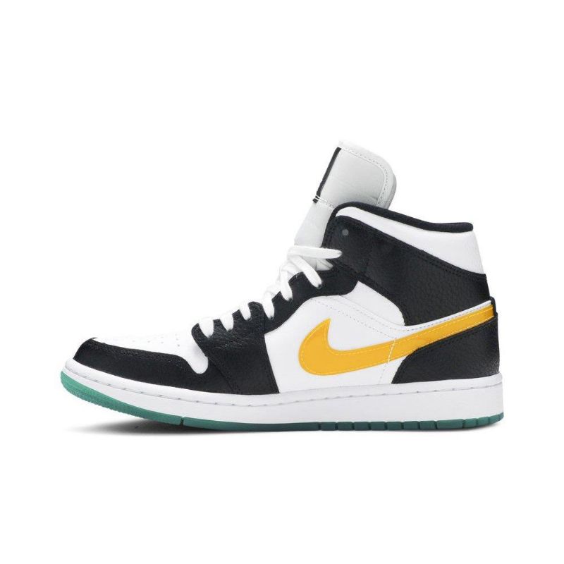 Air Jordan 1 Mid Svart Hvit Rød Grønn Damesko
