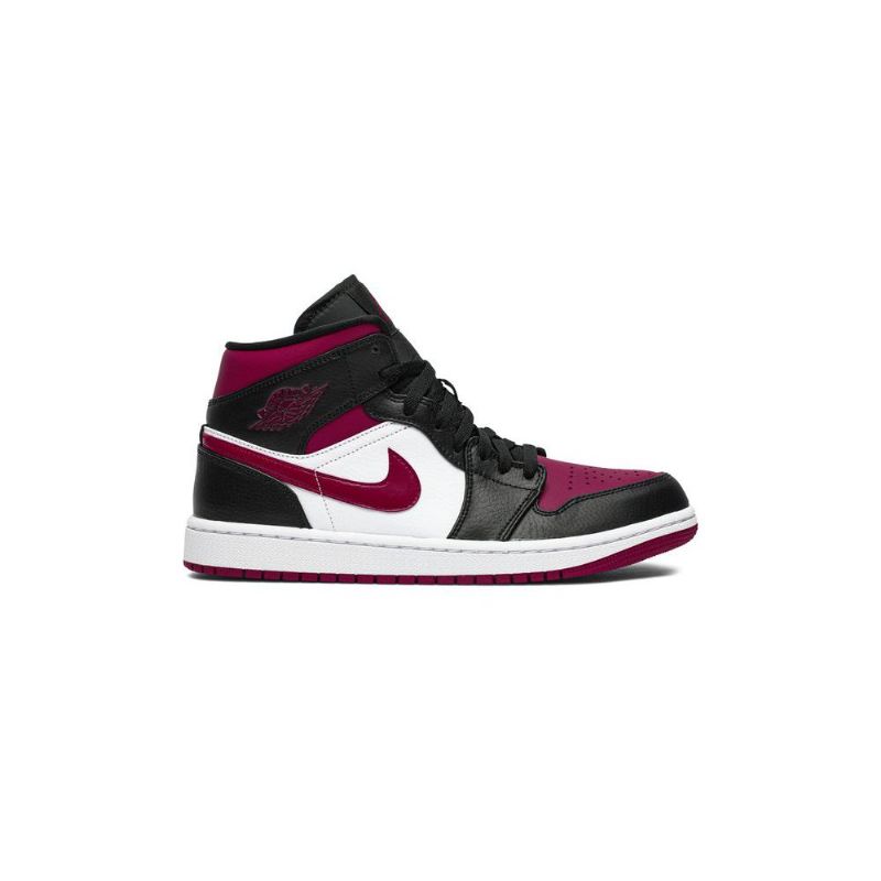 Air Jordan 1 Mid Svart Hvit Rød Herresko