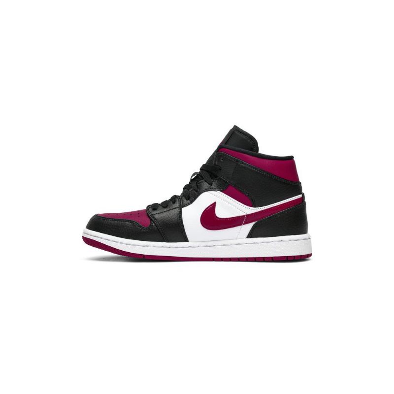 Air Jordan 1 Mid Svart Hvit Rød Herresko