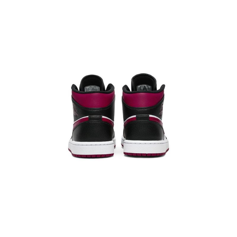 Air Jordan 1 Mid Svart Hvit Rød Herresko