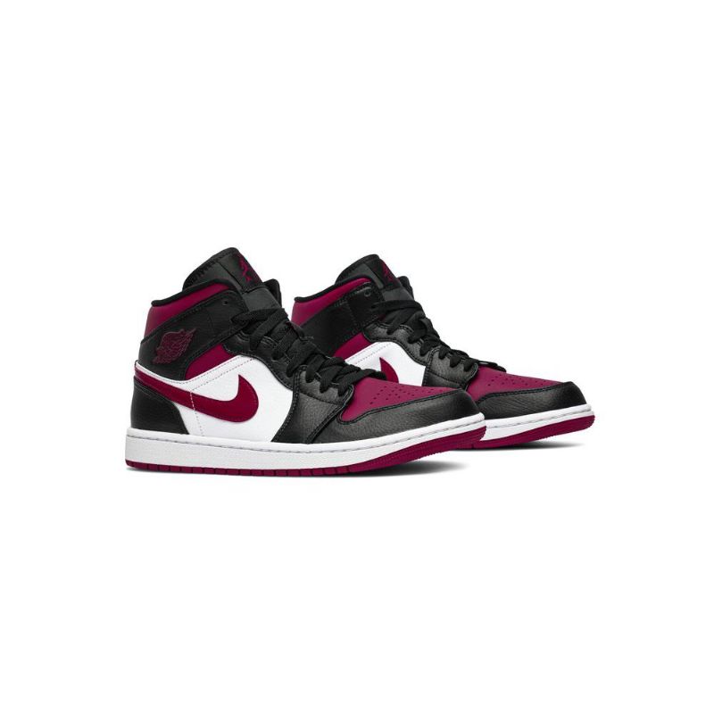 Air Jordan 1 Mid Svart Hvit Rød Herresko