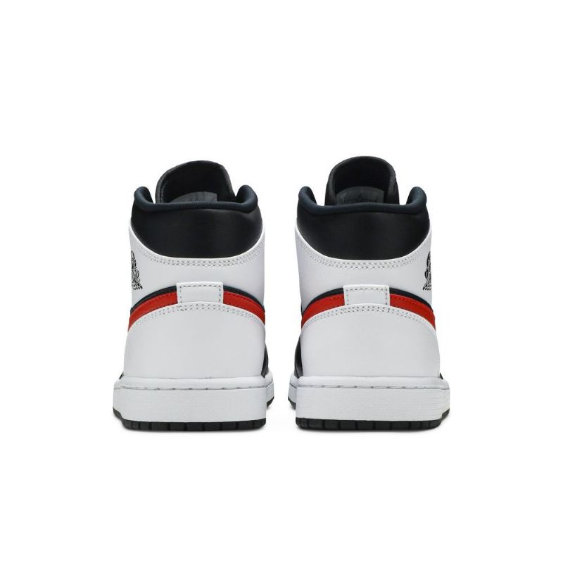 Air Jordan 1 Mid Svart Hvit Rød Herresko