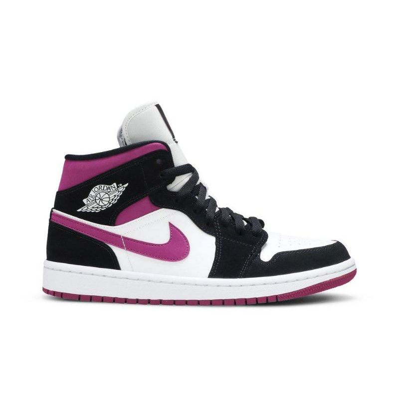 Air Jordan 1 Mid Svart Lilla Hvit Damesko