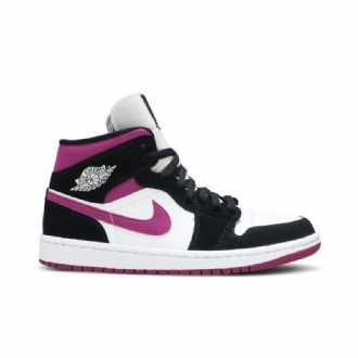Air Jordan 1 Mid Svart Lilla Hvit Damesko