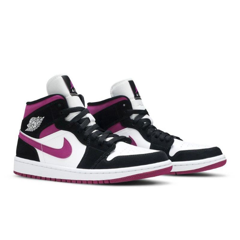 Air Jordan 1 Mid Svart Lilla Hvit Damesko