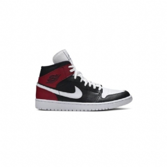 Air Jordan 1 Mid Svart Rød Hvit Damesko