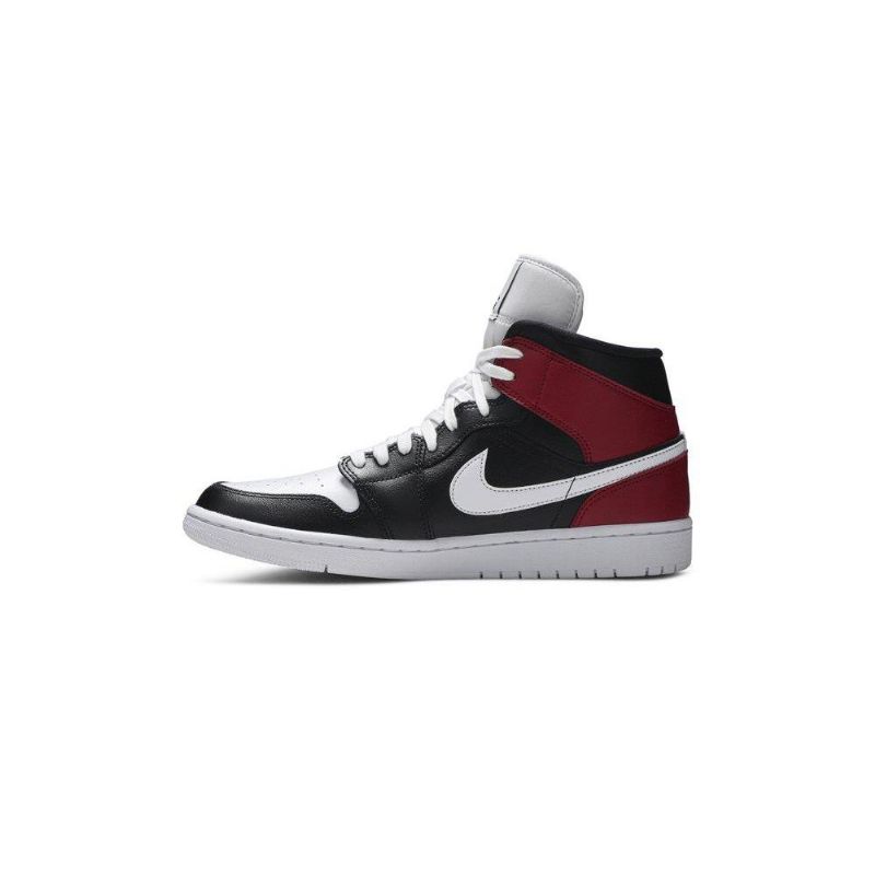 Air Jordan 1 Mid Svart Rød Hvit Damesko