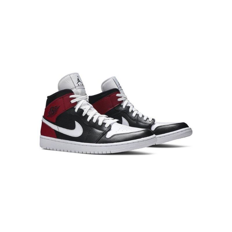 Air Jordan 1 Mid Svart Rød Hvit Damesko