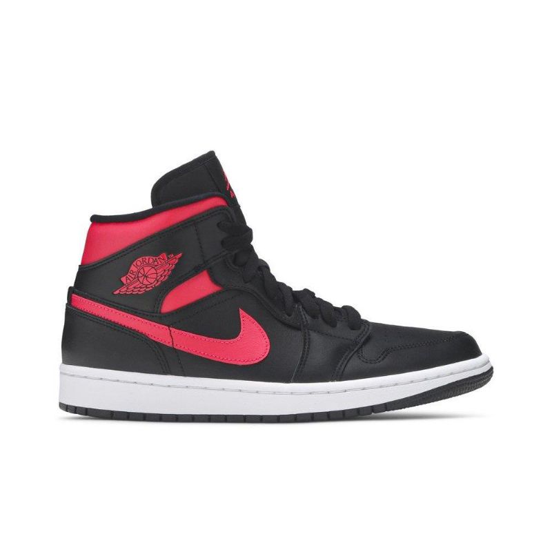Air Jordan 1 Mid Svart Rød Hvit Damesko