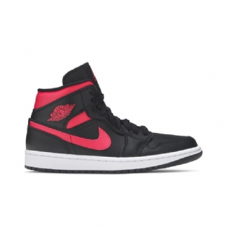 Air Jordan 1 Mid Svart Rød Hvit Damesko