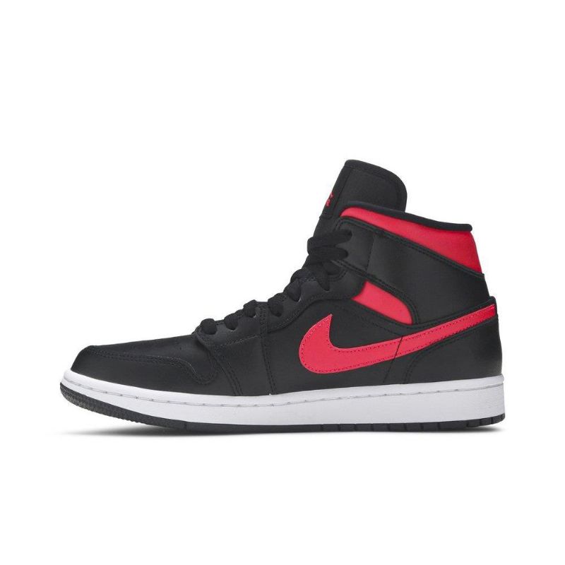Air Jordan 1 Mid Svart Rød Hvit Damesko