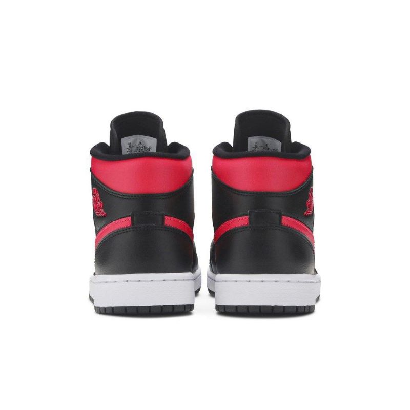 Air Jordan 1 Mid Svart Rød Hvit Damesko