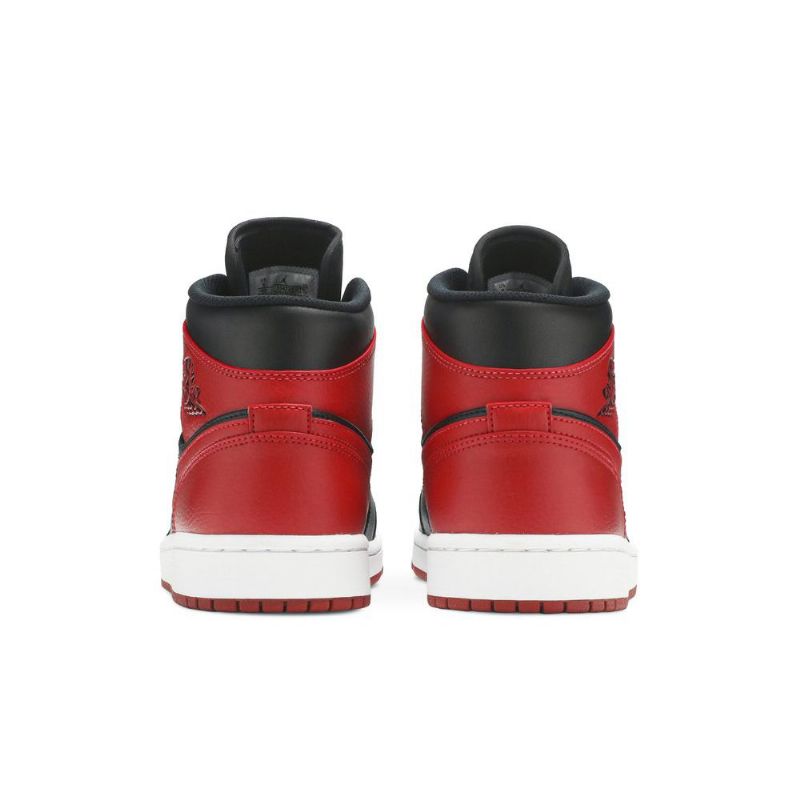 Air Jordan 1 Mid Svart Rød Hvit Herresko