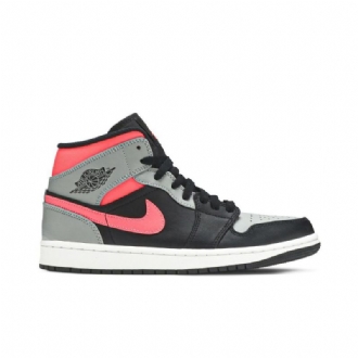Air Jordan 1 Mid Svart Rosa Hvit Herresko