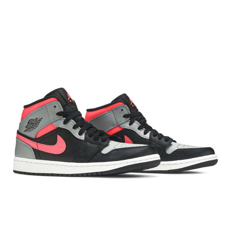 Air Jordan 1 Mid Svart Rosa Hvit Herresko