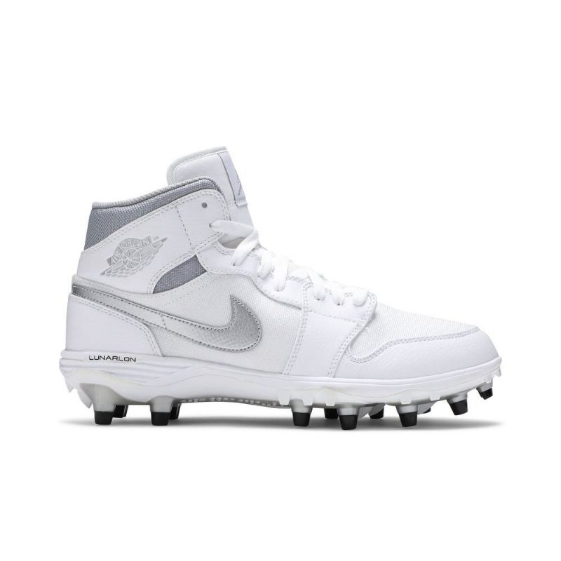 Air Jordan 1 Mid Td Cleat Hvit Sølv Herresko