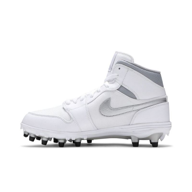 Air Jordan 1 Mid Td Cleat Hvit Sølv Herresko
