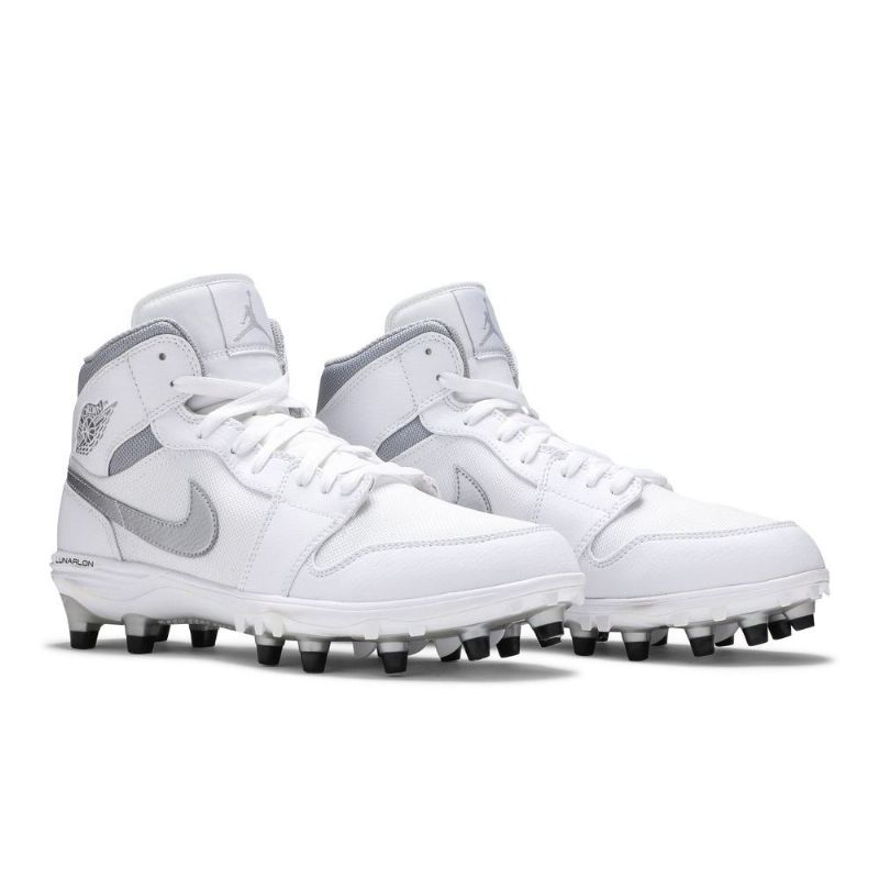 Air Jordan 1 Mid Td Cleat Hvit Sølv Herresko