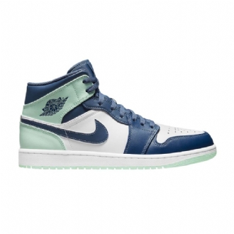 Air Jordan 1 Midt Marineblå Grønn Hvit Herresko