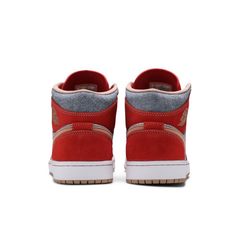 Air Jordan 1 Midt Rød Grå Hvit Herresko