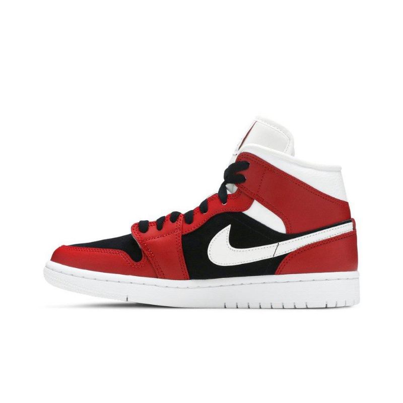 Air Jordan 1 Midt Rød Hvit Svart Damesko