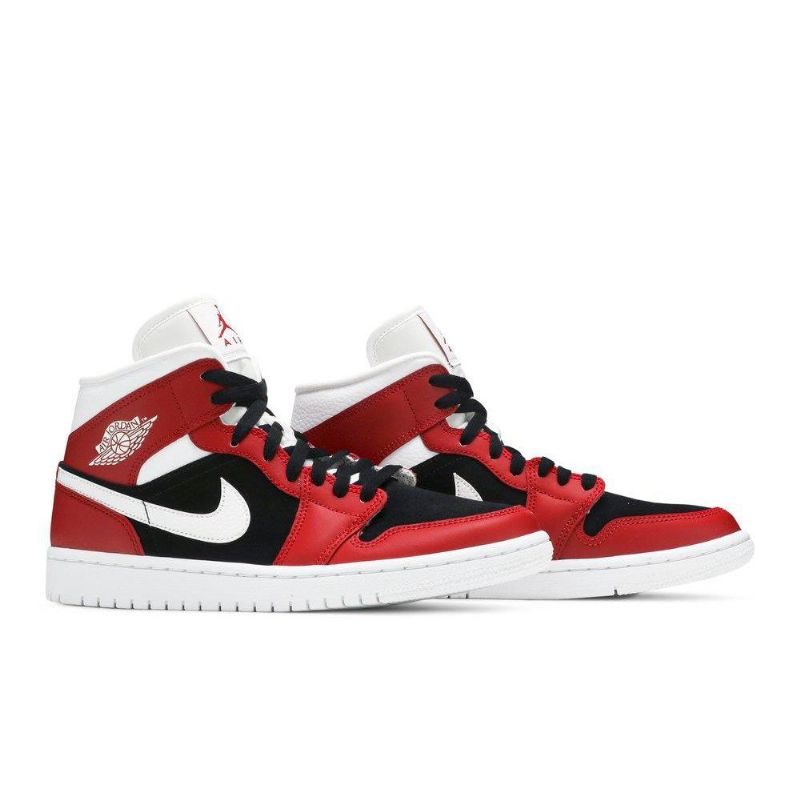 Air Jordan 1 Midt Rød Hvit Svart Damesko