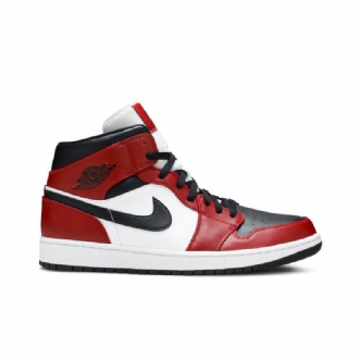 Air Jordan 1 Midt Rød Hvit Svart Herresko