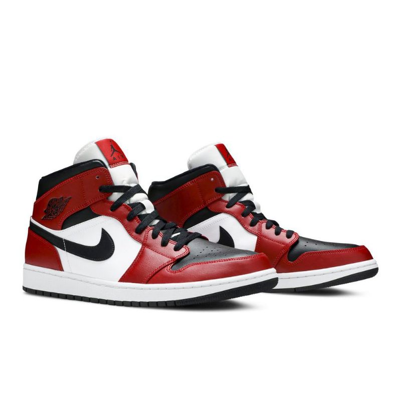 Air Jordan 1 Midt Rød Hvit Svart Herresko