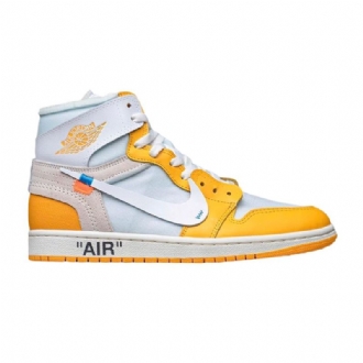 Air Jordan 1 Off-hvit Retro Høy Og Hvit Gul Grå Herresko