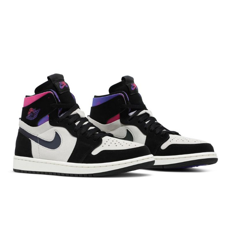 Air Jordan 1 Paris Saint-germain Høy Zoom Komfort Hvit Svart Lilla Rosa Herresko