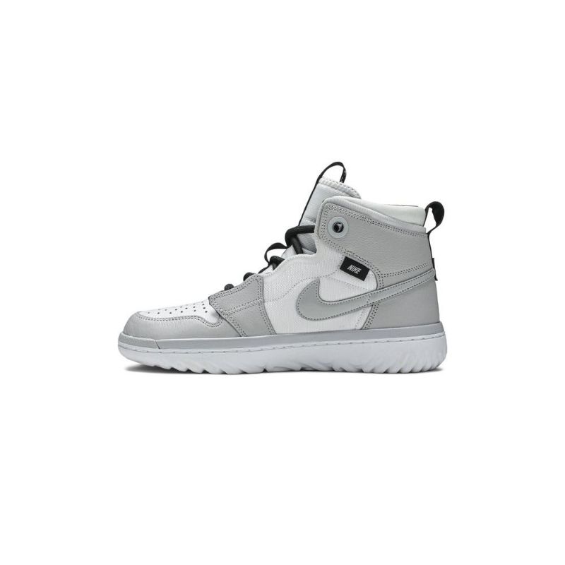 Air Jordan 1 React Høy Hvit Grå Svart Herresko