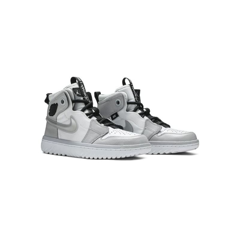 Air Jordan 1 React Høy Hvit Grå Svart Herresko