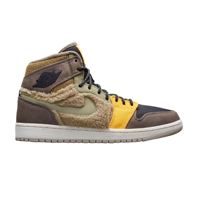 Air Jordan 1 Retro Brun Oliven Grønn Gul Svart Damesko