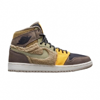Air Jordan 1 Retro Brun Oliven Grønn Gul Svart Damesko
