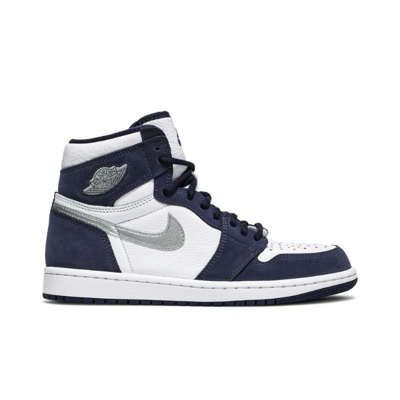 Air Jordan 1 Retro High Co.jp Hvit Marineblå Sølv Herresko
