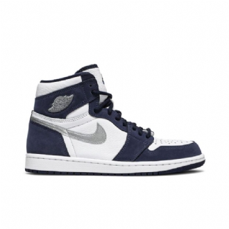 Air Jordan 1 Retro High Co.jp Hvit Marineblå Sølv Herresko