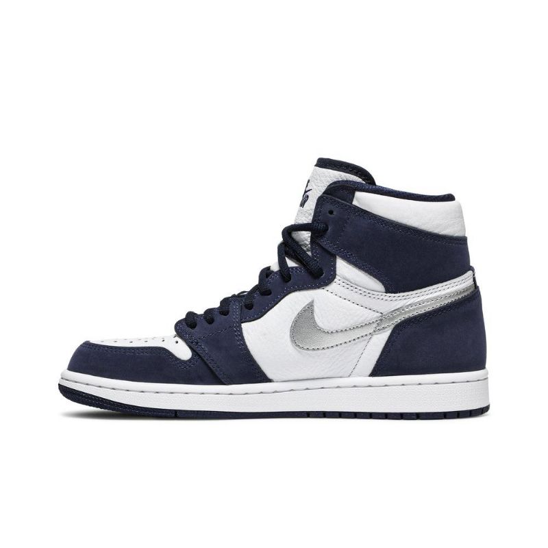 Air Jordan 1 Retro High Co.jp Hvit Marineblå Sølv Herresko